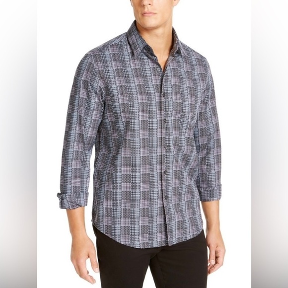 Tasso Elba Stretch Dobby Woven Shirt - Picture 1 of 11